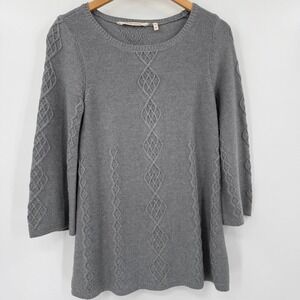 Soft Surroundings Womens Gray Cable Knit Sweater Tunic Size XS Minimalist Luxe‎